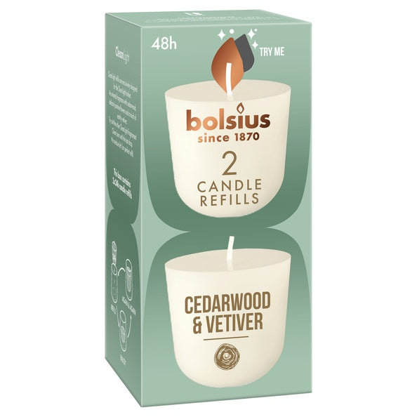 Bolsius cleanlight pack 2 madera cedro vetiver ø57x116 mm (6x 2 piezas)