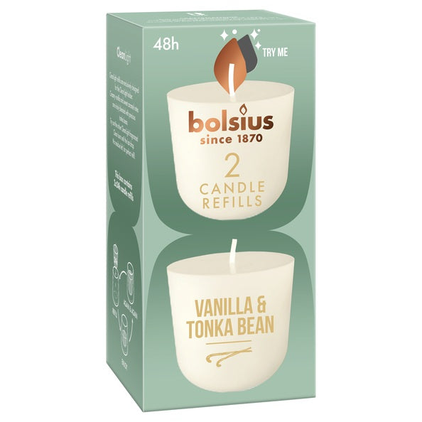 Bolsius cleanlight 2-pack vanilla tonka bean ø57x116 mm (6x 2 pieces)