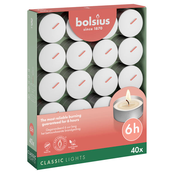 Bolsius tea lights white ø38x21 mm 6 hours (6x 40 pieces)
