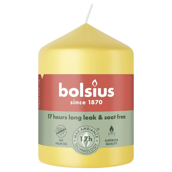 Bolsius pillar candle sunny yellow ø58x80 mm 17 hours (6 pieces)