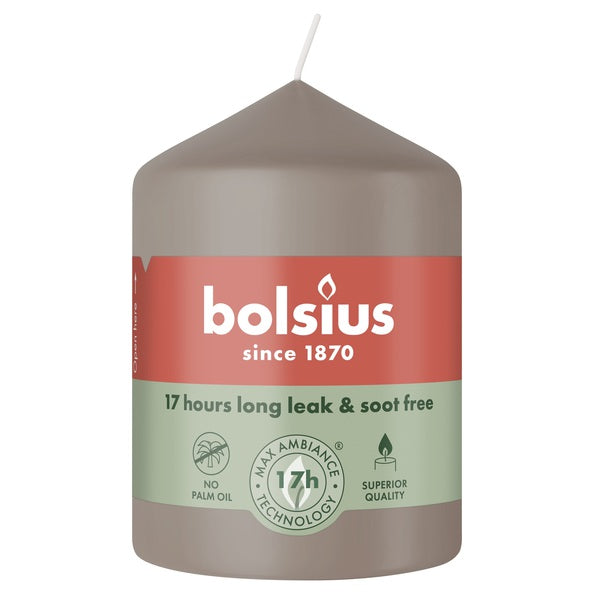 Bolsius block candle light taupe ø58x80 mm 17 hours (6 pieces)