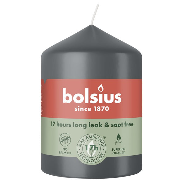 Bolsius pillar candle stormy gray ø58x80 mm 17 hours (6 pieces)
