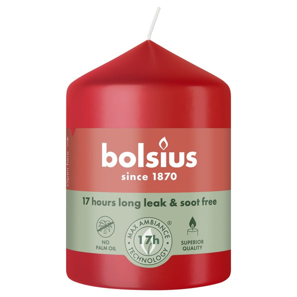 Bolsius pillar candle delicate red ø58x80 mm 17 hours (6 pieces)