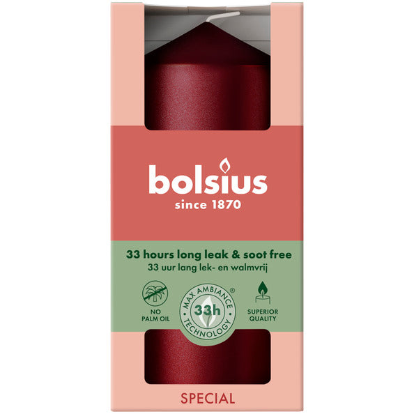 Bolsius pillar candle metallic red ø58x120 mm 33 hours (6 pieces)