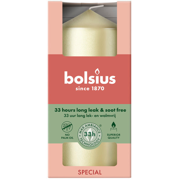 Bolsius pillar candle metallic white silver ø58x120 mm 33 hours (6 pieces)