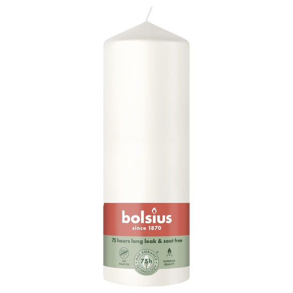 Bolsius pillar candle cloudy white ø68x200 mm 75 hours (6 pieces)