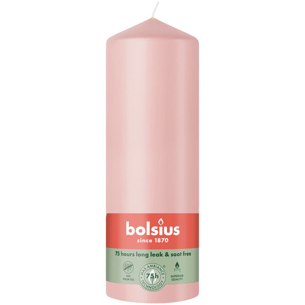 Bolsius pillar candle misty pink ø68x200 mm 75 hours (6 pieces)
