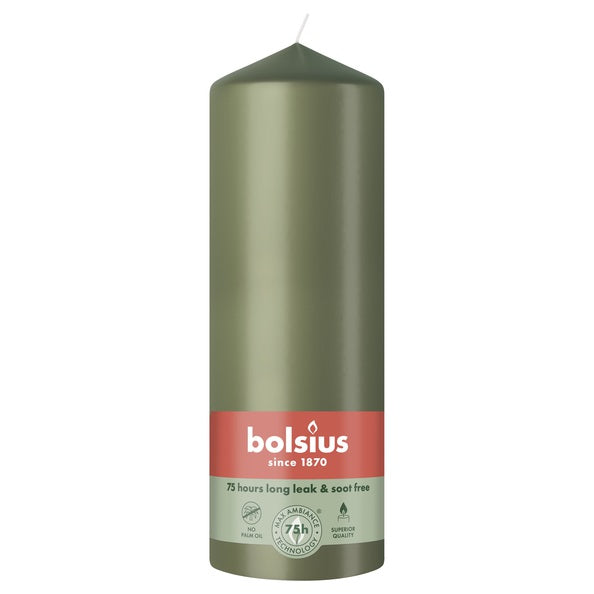 Vela de pilar Bolsius oliva fresca ø68x200 mm 75 horas (6 piezas)