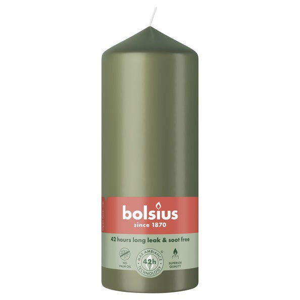 Bolsius pillar candle fresh olive ø58x150 mm 42 hours (6 pieces)