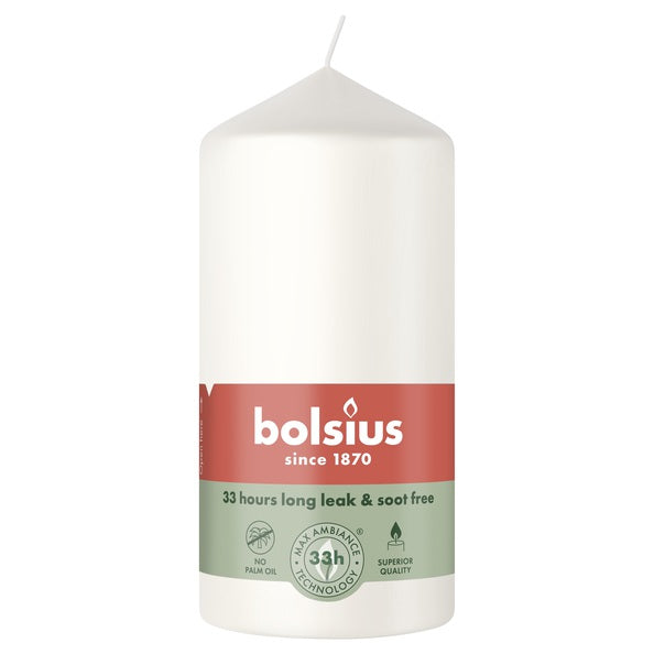 Vela pilar Bolsius blanco turbio ø58x120 mm 33 horas (6 piezas)