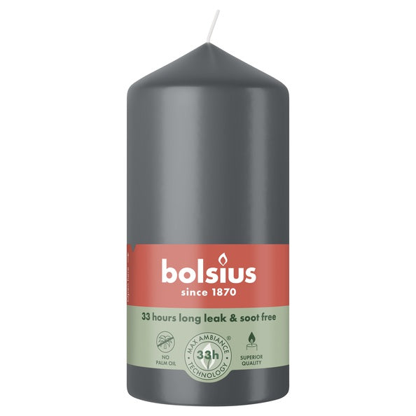 Bolsius pillar candle stormy gray ø58x120 mm 33 hours (6 pieces)