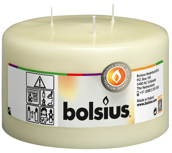 Bolsius candela mammut 3 stoppini avorio ø150x100 mm 50 ore (6 pezzi)