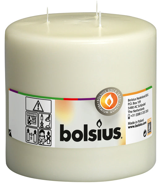 Candela Bolsius mammut 3 stoppini avorio ø150x150 mm 75 ore (2 pezzi)