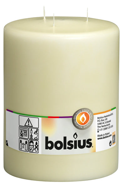 Bolsius candela mammut 3 stoppini avorio ø150x200 mm 100 ore (2 pezzi)