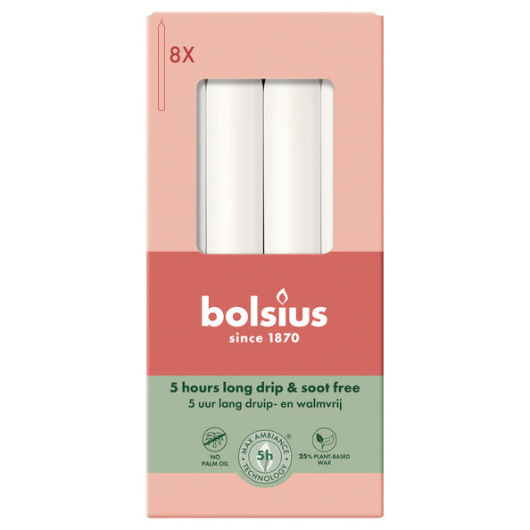 Bolsius dinner candles cloudy white ø20x170 mm 5 hours (4x 8 pieces)