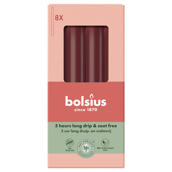 Bolsius candele cena velluto rosso ø20x170 mm 5 ore (4x 8 pezzi)