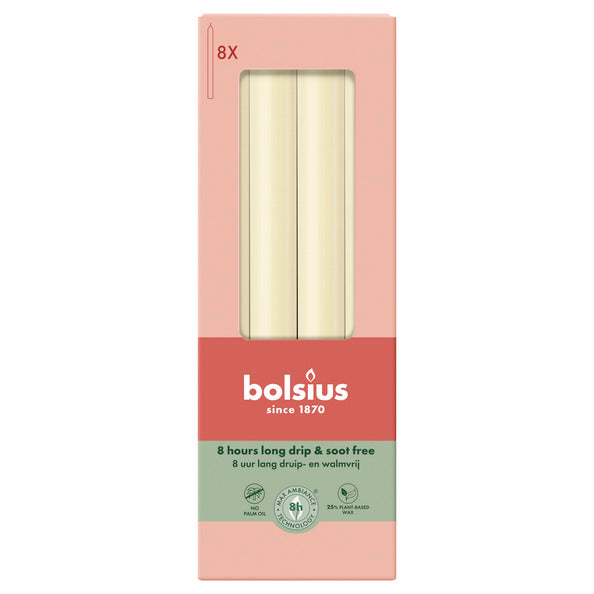 Bolsius dinner candles soft pearl ø20x230 mm 8 hours (4x 8 pieces)