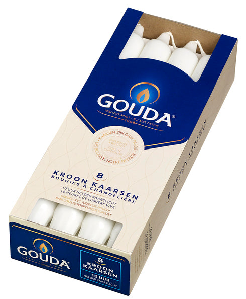 Bolsius candele corona bianco satinato ø24x240 mm 10 ore (6x 8 pezzi)