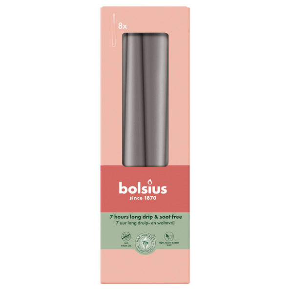 Bolsius candele gotiche grigio tempesta ø24x245 mm 7 ore (8x 4 pezzi)