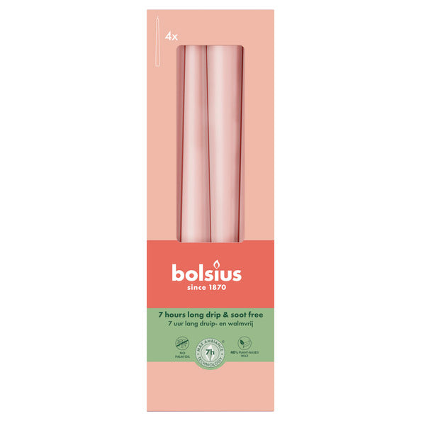 Bolsius candele gotiche misty pink ø24x245 mm 7 ore (8x 4 pezzi)