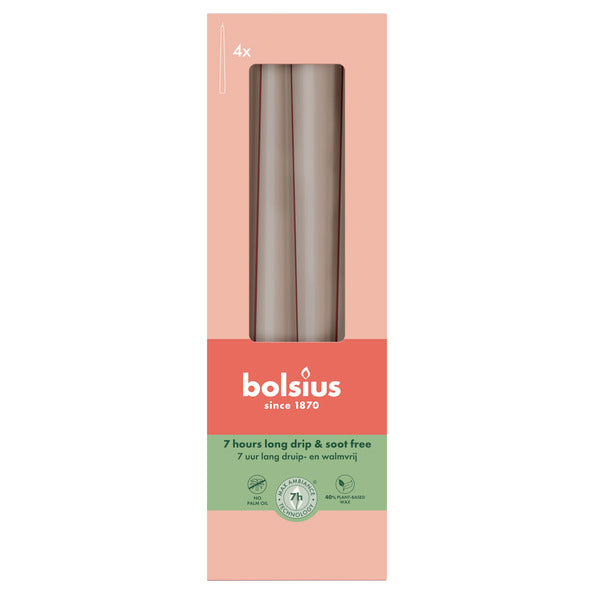 Bolsius candele gotiche luce tortora ø24x245 mm 7 ore (8x 4 pezzi)