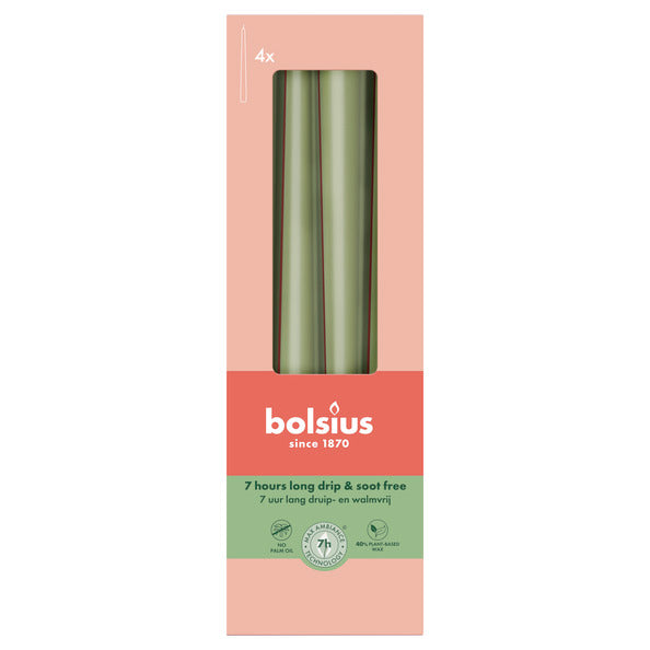 Bolsius gothic candles fresh olive ø24x245 mm 7 hours (8x 4 pieces)