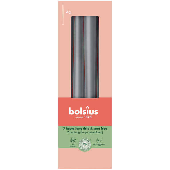 Bolsius candele gotiche grigio tempesta ø24x245 mm 7 ore (8x 4 pezzi)
