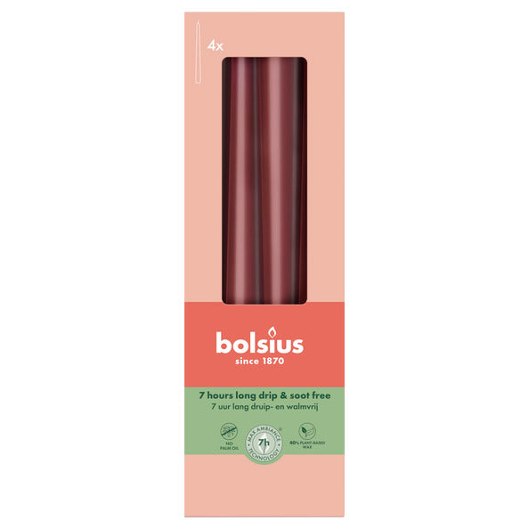Bolsius candele gotiche velluto rosso ø24x245 mm 7 ore (8x 4 pezzi)