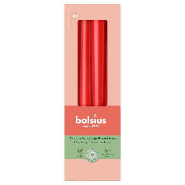 Bolsius gothic candles delicate red ø24x245 mm 7 hours (8x 4 pieces)