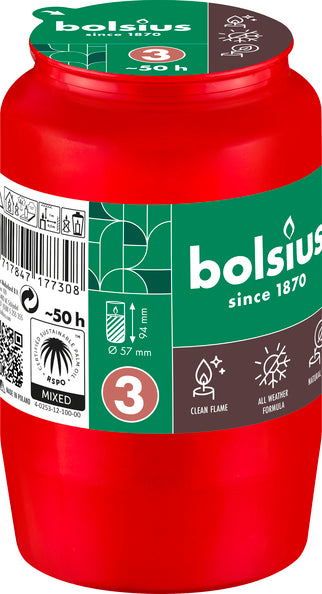Bolsius compolight no. 3 red ø57x95 mm 50 hours (20 pieces)