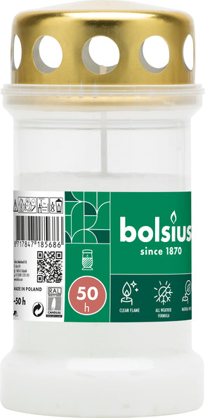 Bolsius grave light no. 3 with lid white ø67x133 mm 50 hours (24 pieces)
