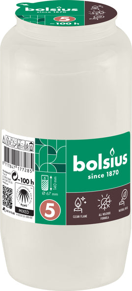 Lámparas para tumbas Bolsius compolight núm. 5 blanco ø67x141 mm 100 horas (24 piezas)