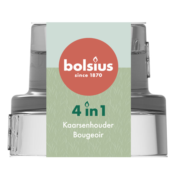 Bolsius Portavelas de cristal 4 en 1 redondo ø58x40 mm (3 piezas)