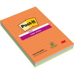 Blocco note autoadesivo post-it 3 x 90 fogli 101 x 152 mm a righe multicolore