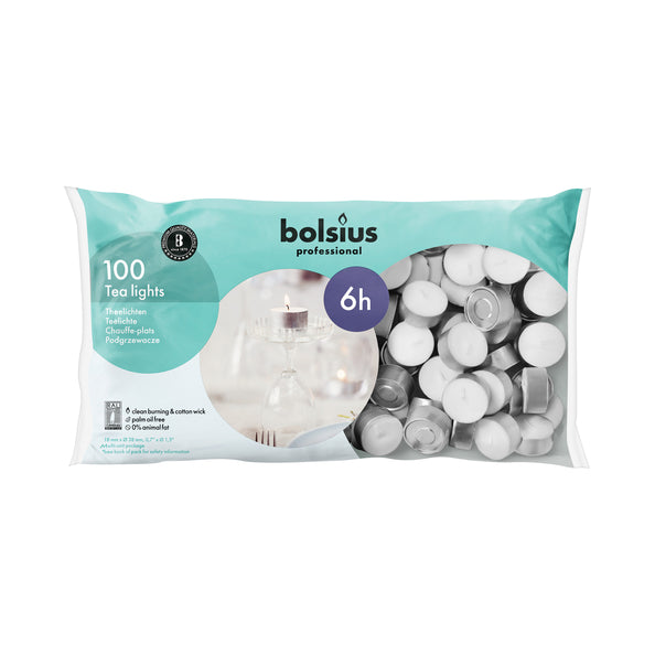Bolsius candeline professionali bianche 6 ore di accensione (100 pezzi)