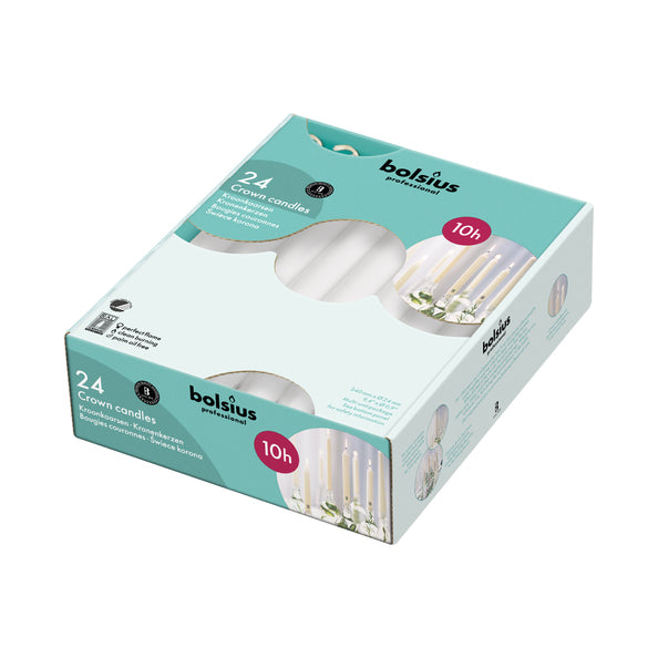 Bolsius candele corona professionali bianche 10 ore (24 pezzi)