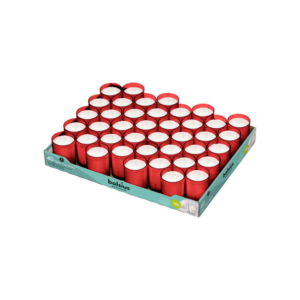 Bolsius professional clear cup plus red 16 burning hours (40 pieces)