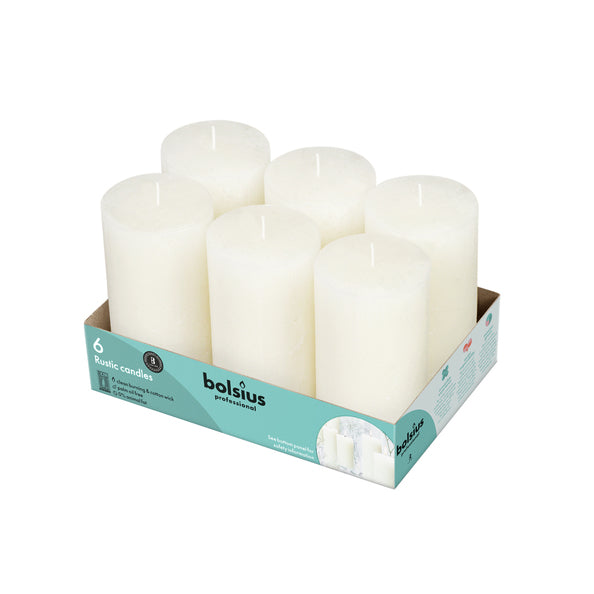 Bolsius professional pillar candle rustic 130 68 mm soft pearl 43 burning hours (6 pieces)