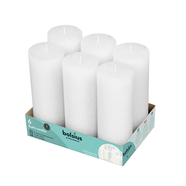 Bolsius professional pillar candle rustic 190 68 mm 65 burning hours cloud white (6 pieces)