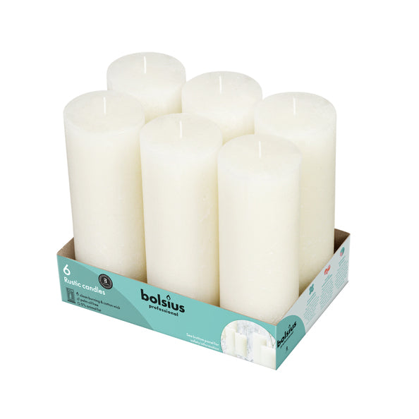 Bolsius professional pillar candle rustic 190 68 mm 65 burning hours soft pearl (6 pieces)