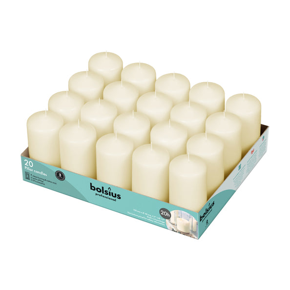 Bolsius professional pillar candles 10 5 cm ivory 20 burning hours (20 pieces)