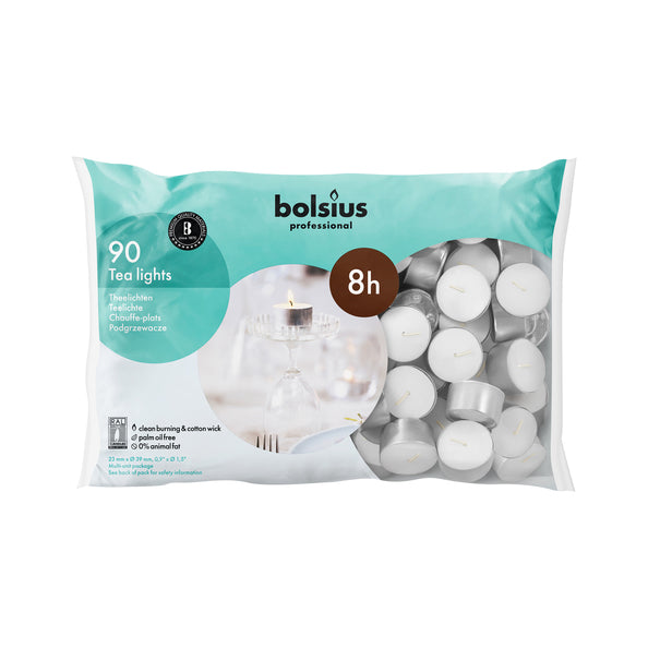 Bolsius professional tea lights white 8 burning hours (90 pieces)