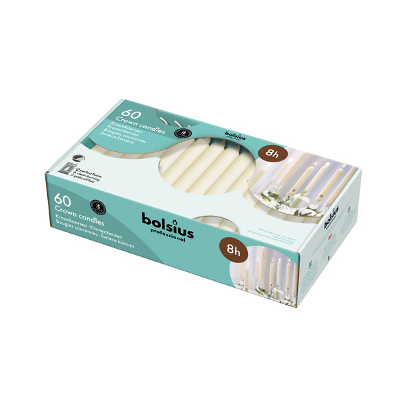 Bolsius professional crown candles ivory 200 24mm 8 hours (60 pieces)