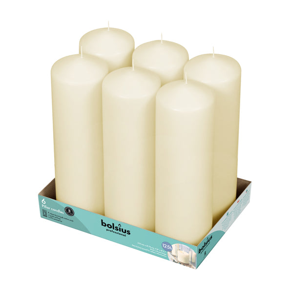 Bolsius professional pillar candles 25 8 cm ivory 122 burning hours (6 pieces)