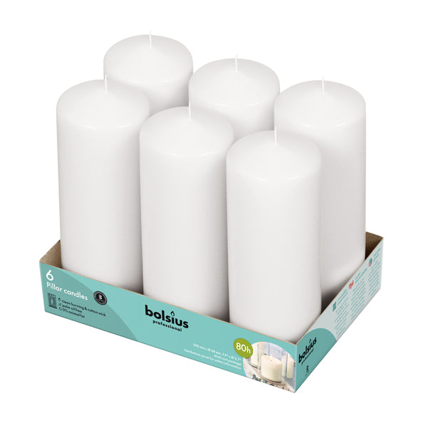 Bolsius professional pillar candles 20 7 cm white 75 burning hours (6 pieces)