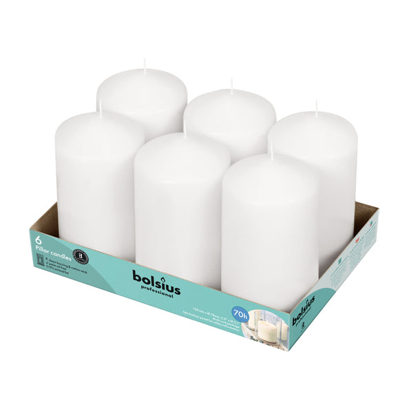 Bolsius professional pillar candles 15 8 cm white 64 burning hours (6 pieces)