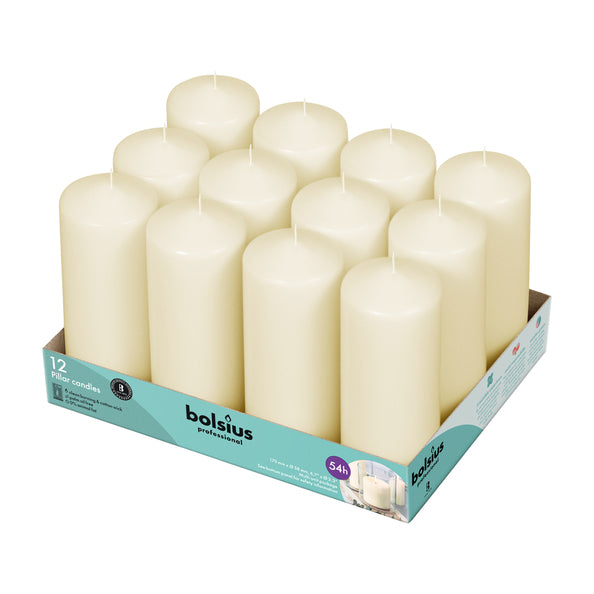 Bolsius professional pillar candles ivory 17 6 cm 49 burning hours (12 pieces)