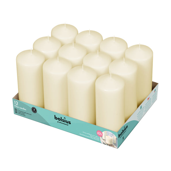 Bolsius professional pillar candles ivory 17 7 cm 62 burning hours (12 pieces)