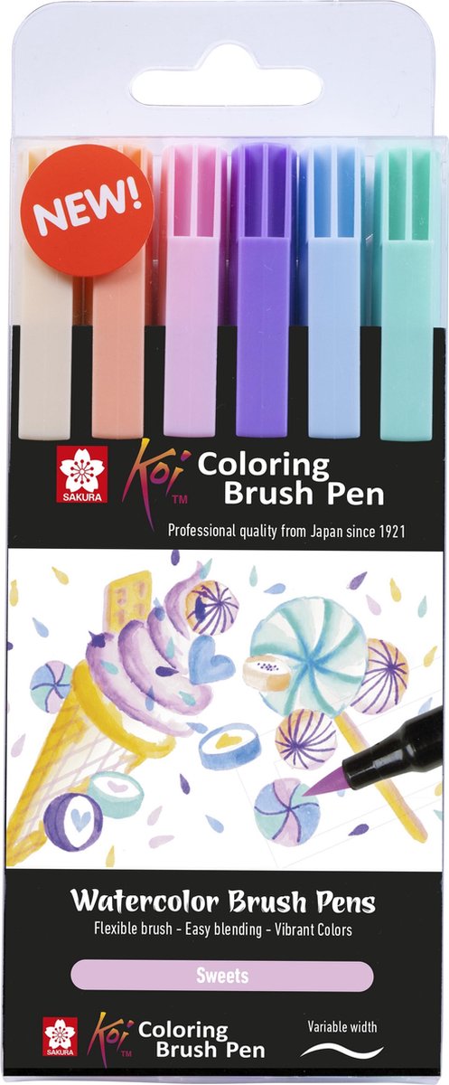 Sakura Koi Coloring Brush Pen Set Sweets, 6 colors