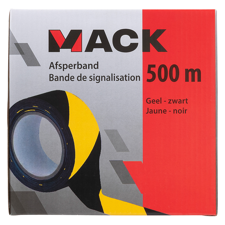 Mack 1072142 - nastro barriera giallo nero scatola 75 mm x 500 m - 35 micron | 3 pezzi